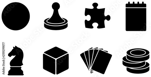 Game Pieces Icons, Board Game Elements, Strategy Symbols