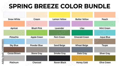 Spring breeze color palette bundle for seasonal graphic design with seasonal