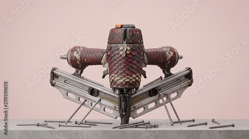 Heavy Duty Pneumatic Framing Nailer Wrapped in Fish Scale Texture