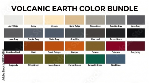Volcanic earth color palette bundle with neutral tones and muted shades