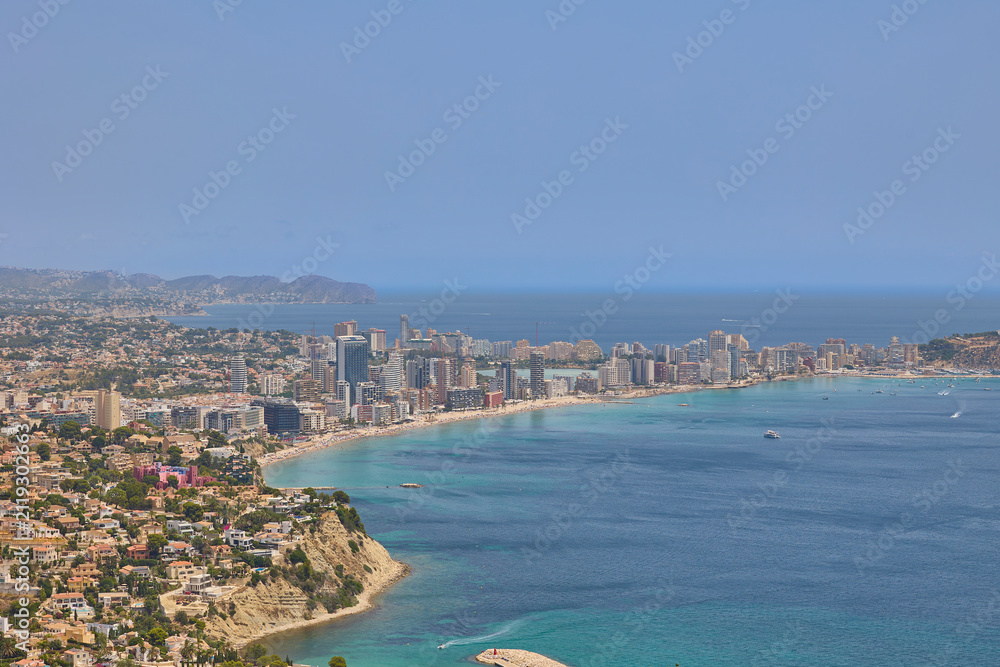 Obraz premium Panoramic aerial view of Calpe city and Mediterranean coastline