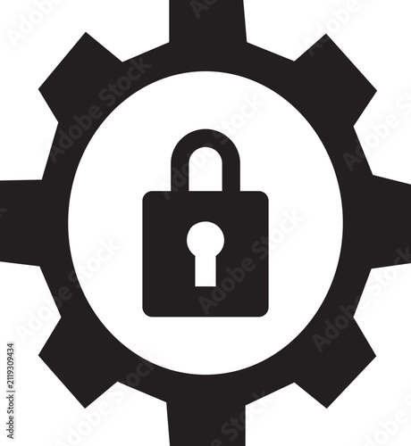Konstfotografi Security Settings Icon in Fill Black Vector Style