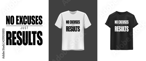 Foto No Excuses Just Results motivational t-shirt design
