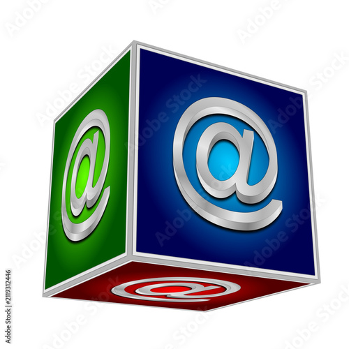 Cube with E-Mail symbol - 3D illustration