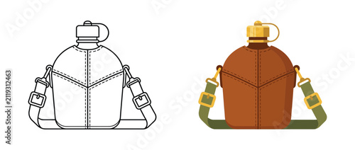 Vector Illustration of a Military Style Water Canteen