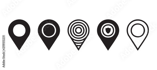 Bild auf Leinwand Map pin icon set for navigation and localization on transparent background with different design