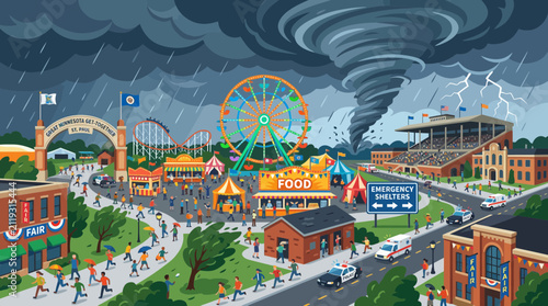 Carnival Fair Tornado Disaster Emergency Evacuation