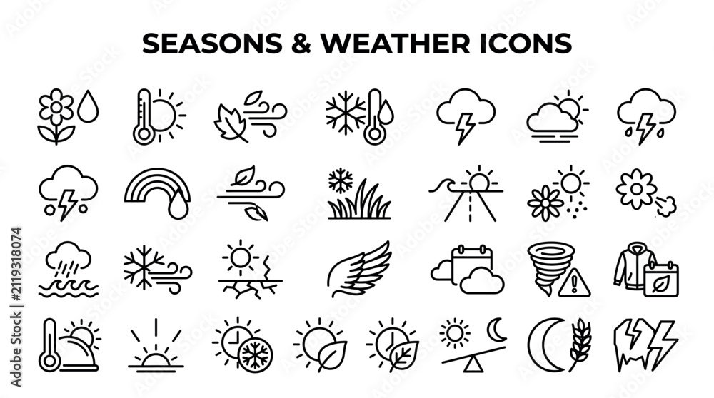 Fototapeta premium This collection features a variety of thin line icons representing grammar, writing, education, linguistics, and document analysis tools on a clean background.