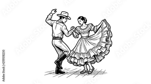 Quadro su tela Mexican folkloric dancers in traditional dress.