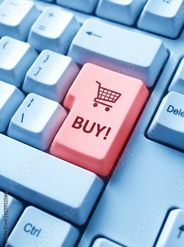 Purchase button on keyboard symbolizing online shopping and commerce  