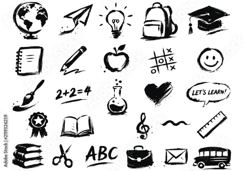 School Education Doodle Icons Vector Collection
