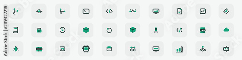 Quadro su tela DevOps and software development hybrid icon set of 30 with half filled half outl