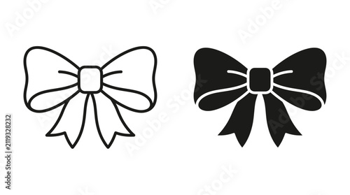 Bow Silhouette Designs Black And White Vector Illustration
