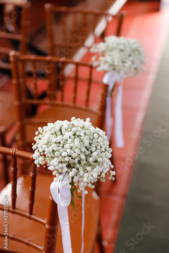 Delicate Gypsophila Baby Breath Flower Arrangement for Wedding Aisle Decor Chairs and Benches