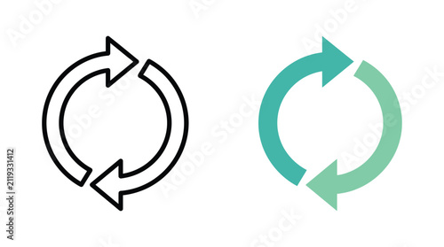 фотографія Circular arrow icon with two opposing curved arrows flat vector style