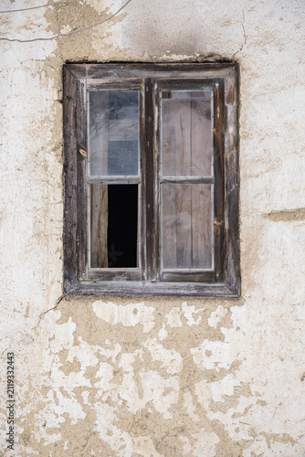 Window on a building in rural Bulgaria.