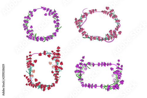 Vibrant floral wreaths on transparent background for design