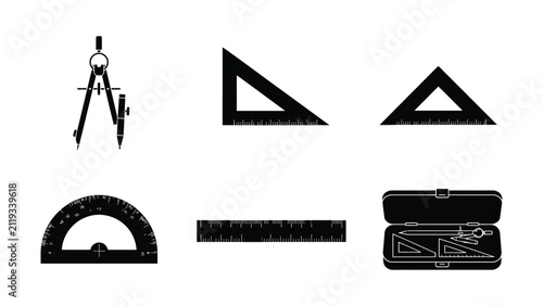 Canvastavla Set of classic drafting and measuring tools