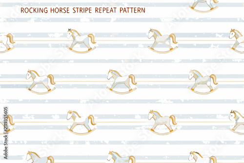 Cuadro en lienzo rocking horse stripe repeat pattern on light blue background childhood toy playr