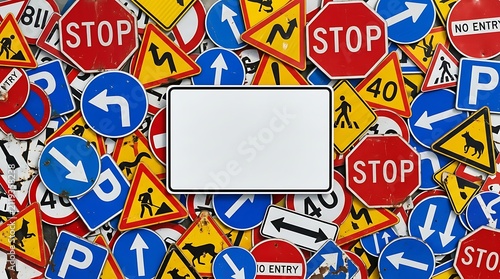 Colorful traffic sign collage design