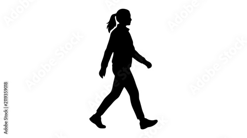Female model walking naturally silhouette 