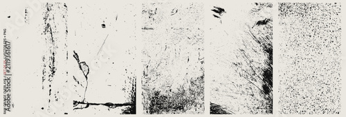 Set of 5 Raw Grunge Textures and Distressed Background Overlays for Vintage Poster Design, Streetwear and Ink Print Effects