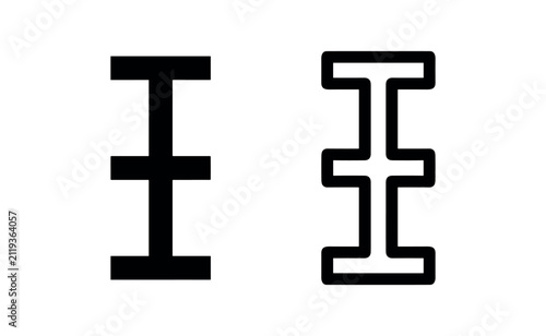 Фотография Align center icon, text alignment and equal spacing symbol for formatting in solid and outline vector styles