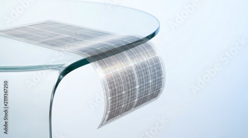 Flexible solar panel integrated into a curved glass surface