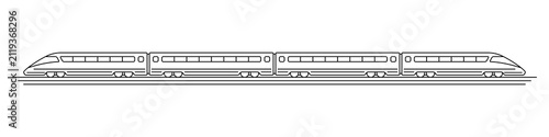 High speed passenger train icon. Black contour linear silhouette. Editable strokes. Side view. Vector simple flat graphic illustration. Isolated object on a white background. Isolate.