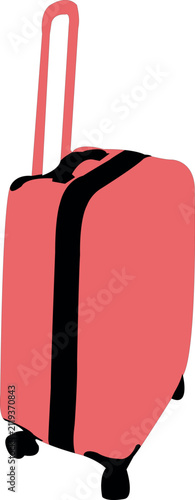 a pink and black color suitcase silhouette vector 