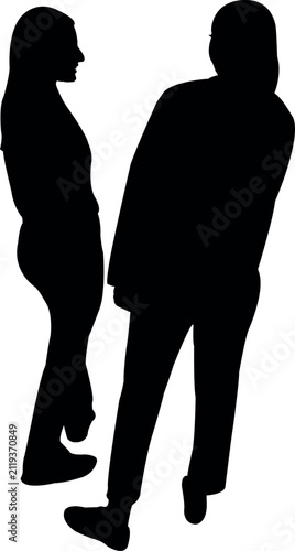 two women making chat, silhouette vector