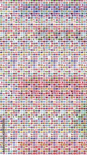 Infinite zoom Seamless World Flags Pattern Background with International Country Symbols vertical video