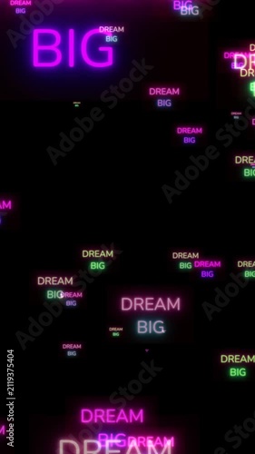 Neon Dream Big Typography Background with Vibrant Glow Text vertical video