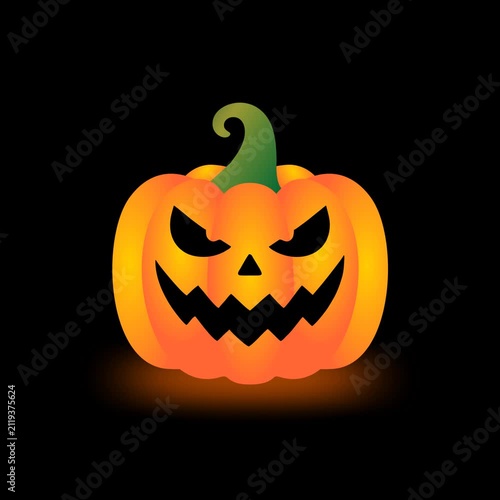 Laughing jack-o-lantern pumpkin character seamless loop transparent