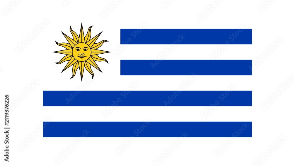 Obraz premium Oriental Republic of Uruguay national flag isolated on white background.
