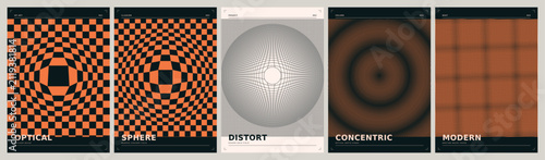 Foto Optical illusion poster templates vector set