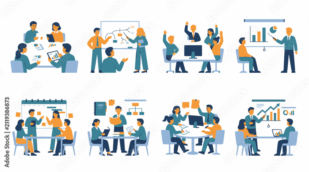 Fototapeta premium Agile teamwork and office project management icons.