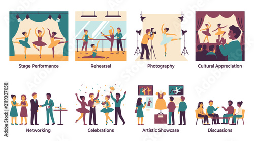 Fotografía Performing arts and dance event illustration collection.