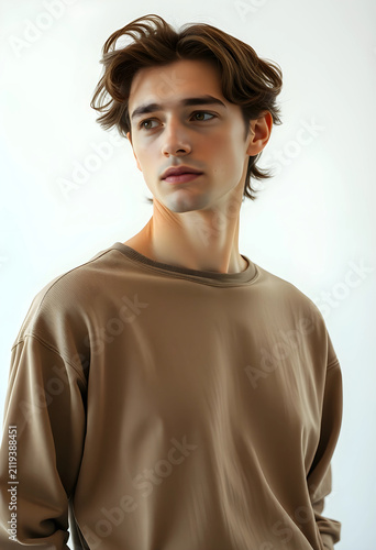 Young man with brown hair a...