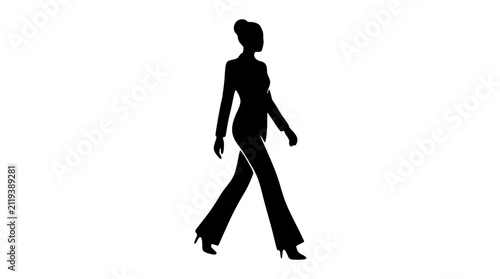 фотографія Model walking with stride silhouette
