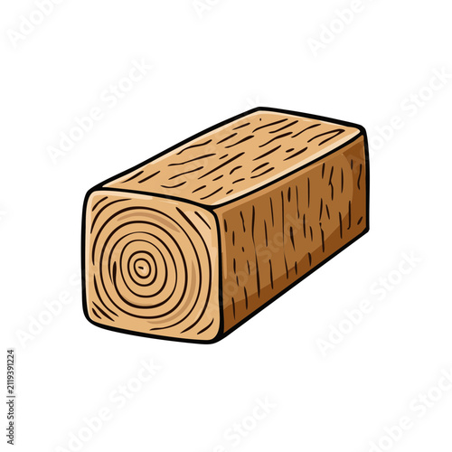 Rustic Wooden Beam Cut with Visible Grain and Ring Patterns