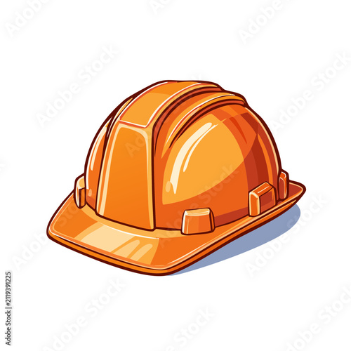 Shiny orange safety hard hat with molded ridges, symbolizing construction and worker protection.