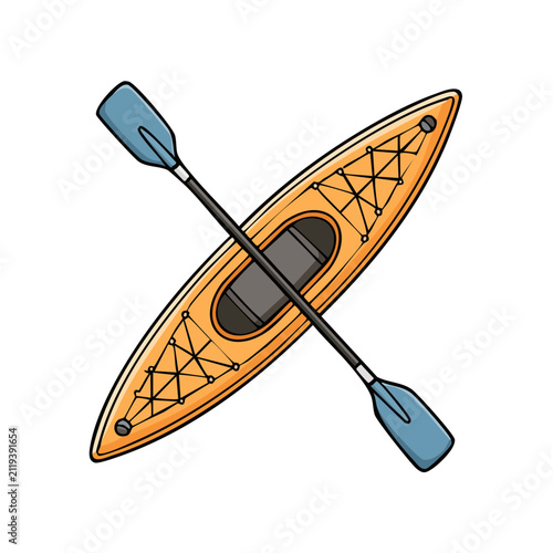 Top View of a Yellow Kayak with a Paddle, Ready for Water Adventures
