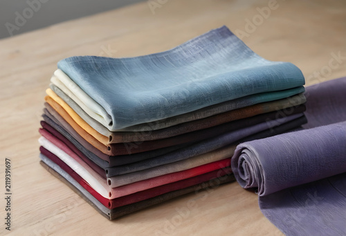 Stack of folded colorful li...