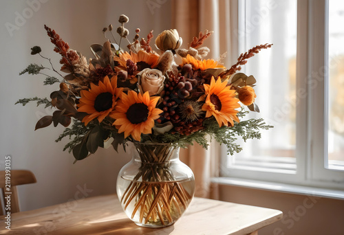 Autumn floral arrangement w...