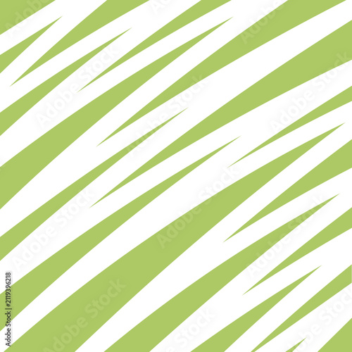 Abstract green and white jagged diagonal stripes pattern isolated on white background
