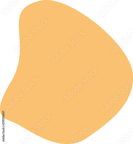 Minimalist orange organic blob shape graphic design element isolated on transparent background.