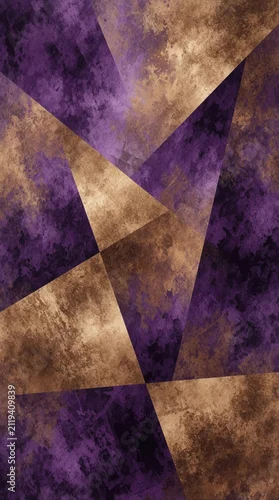 Panel kuchenny z motywem Abstract background with geometric triangles in purple, bronze colors. Modern wall art texture featuring metallic dark surface design. Luxurious pattern shows contemporary style with glossy shimmer