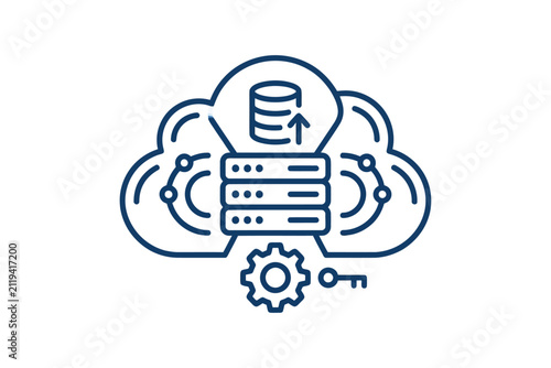 Cloud Computing Data Management Security Outline Icon