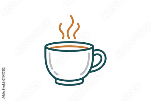 Steaming Coffee Cup Minimalist Vector Illustration